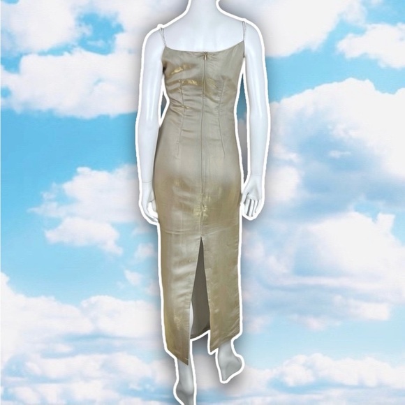 VINTAGE Y2K 90s Handmade Metallic Silky Bow Strap Prom Dress Homecoming 2000s - Picture 9 of 16